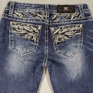 JEANS SKINNY Miss Me WOMAN 27 Angel Wing Embellished Studded  Distressed BLING